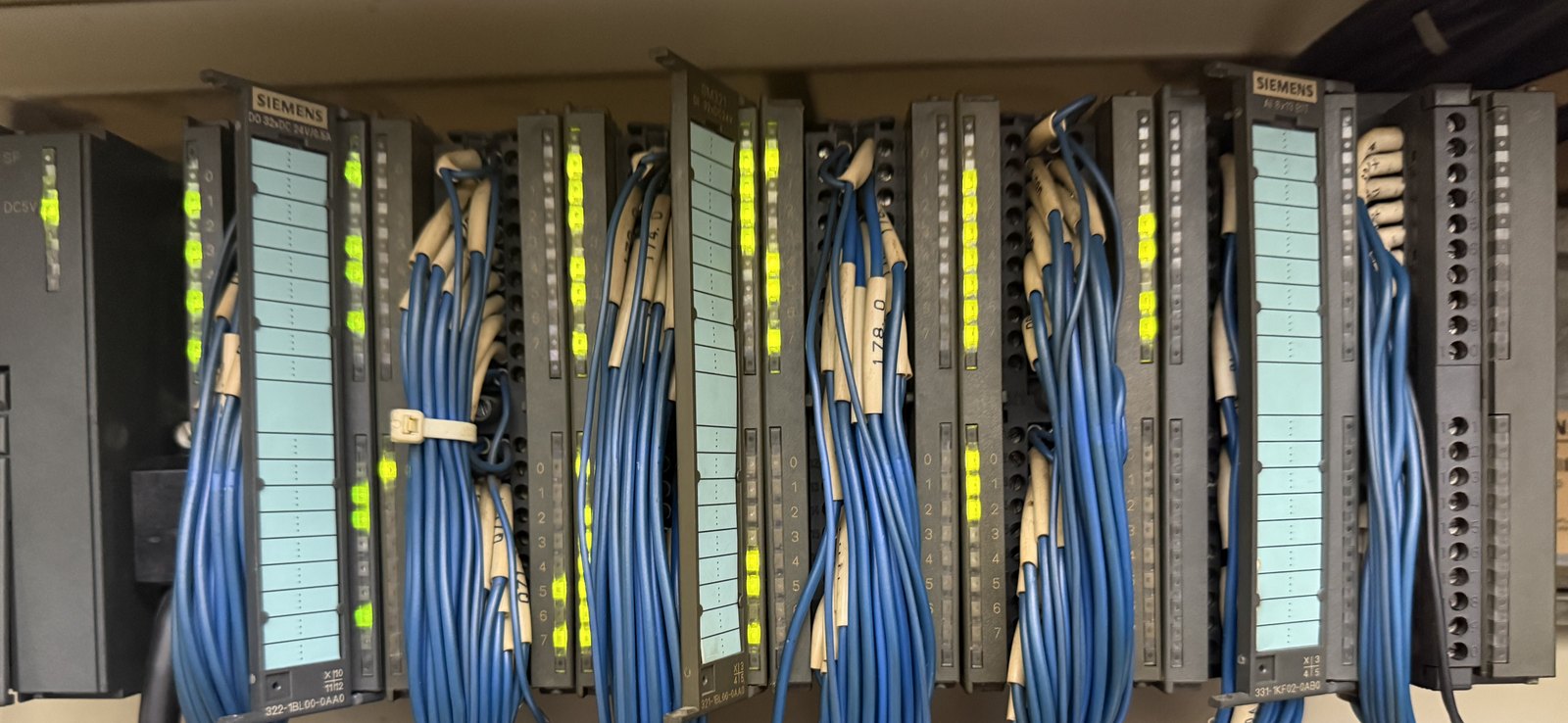 PLC rack in a control panel